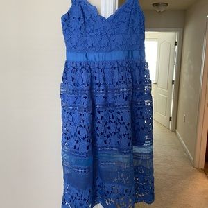 Blue Lace/Crochet Midi Dress